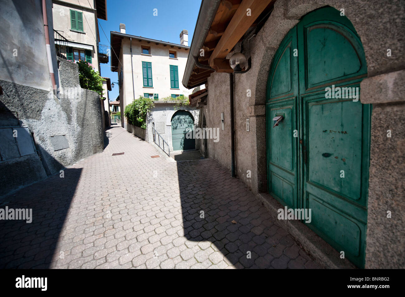 View of streetin Magreglio, Italy Stock Photo