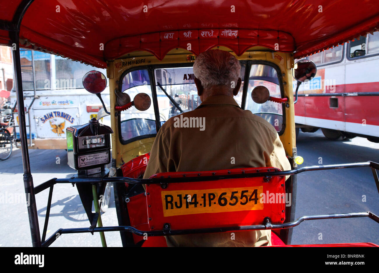 India - Rajasthan - Jaipur - interior of an autorickshaw Stock Photo