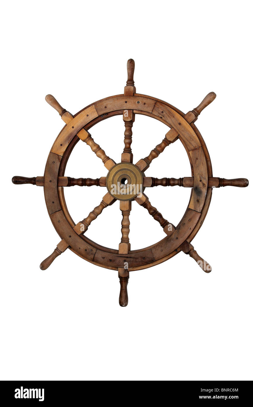 Boat steering wheel cutout Stock Photo
