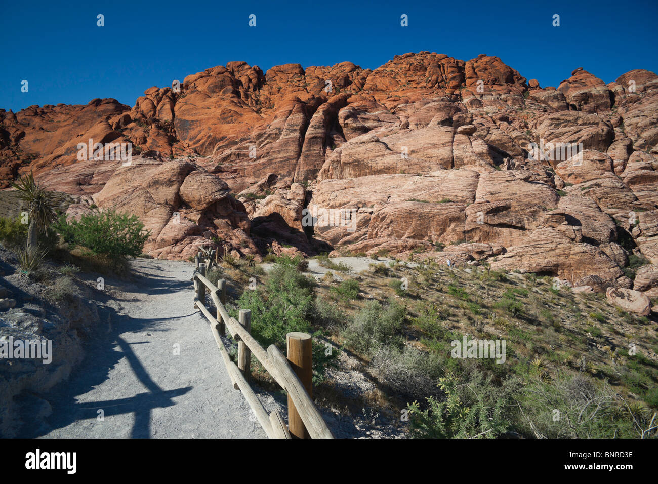 Red Rock Canyon Las Vegas state park - Calico Hills entrance to public trails with tourists Stock Photo