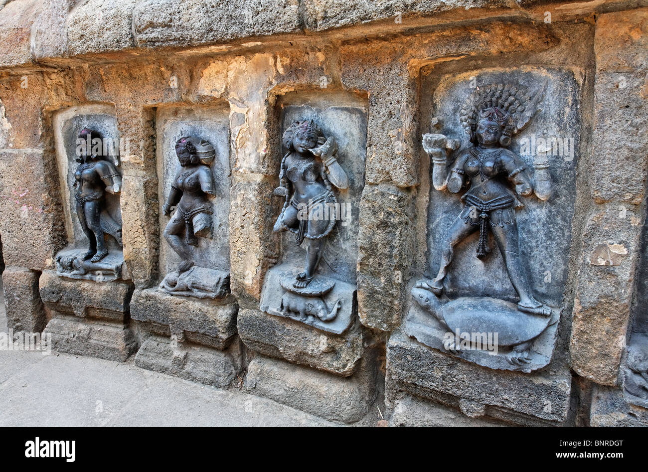 India - Orissa - Bhubaneswar - goddess scultures at the Yogini temple Stock Photo