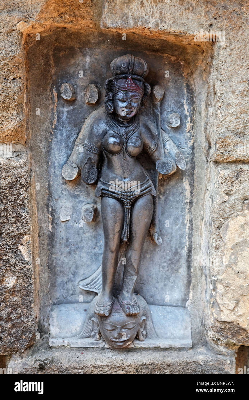 India - Orissa - Bhubaneswar - goddess sculpture at the Yogini temple Stock Photo