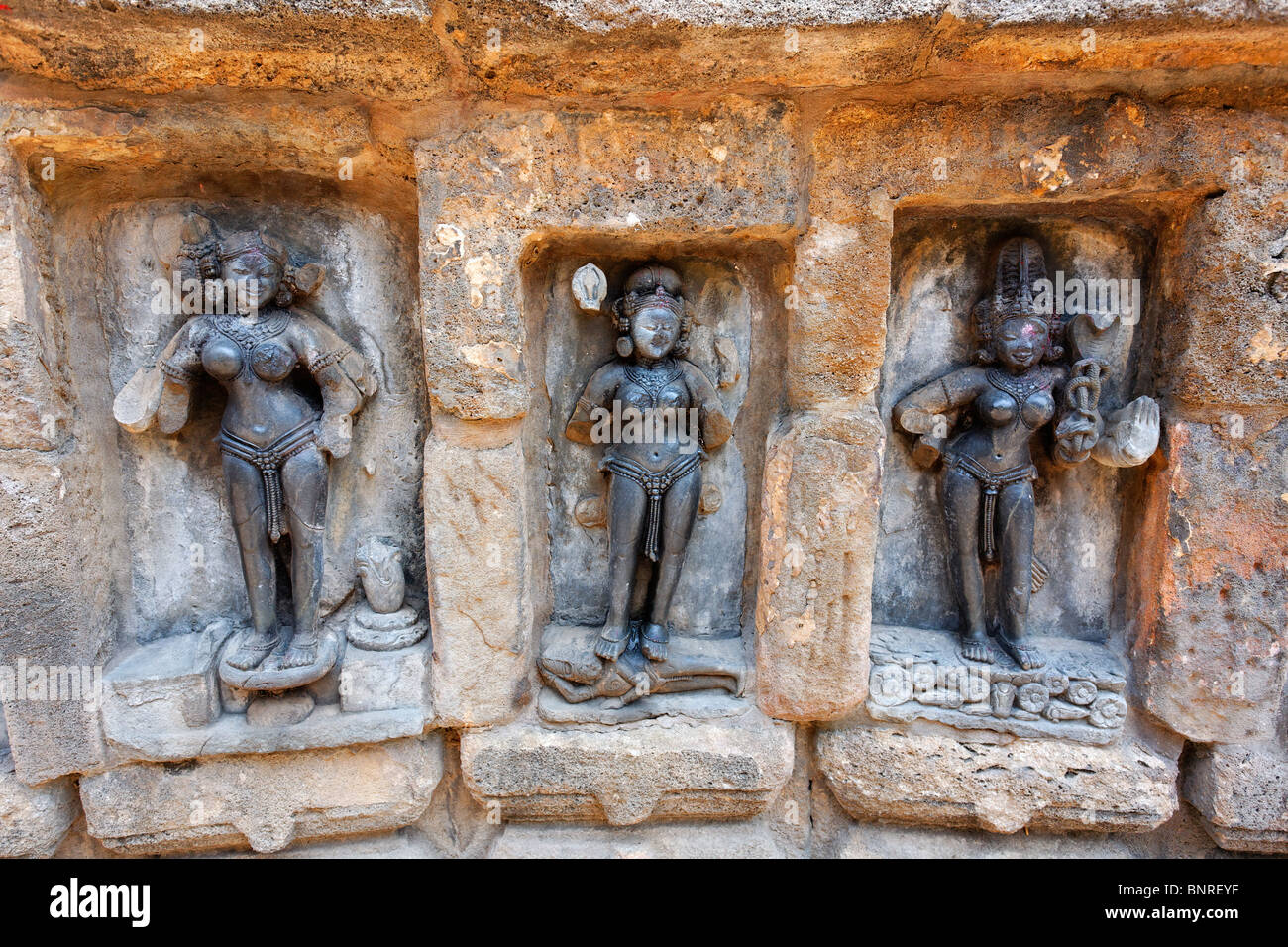 India - Orissa - Bhubaneswar - goddess scultures at the Yogini temple Stock Photo