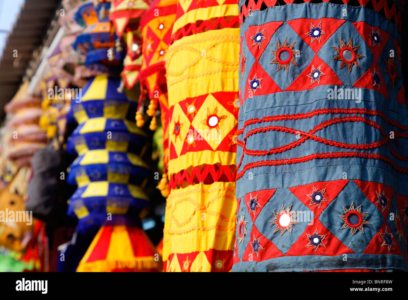 India Orissa Pipli shop selling colourful applique work Stock