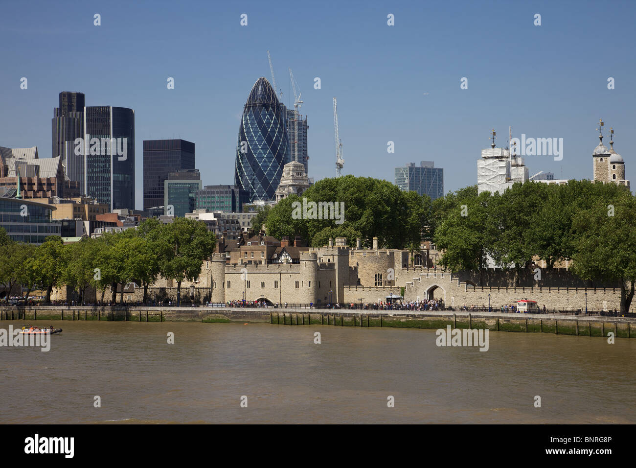 The city of London skyline with the Tower of London and the river Thames foreground. Stock Photo