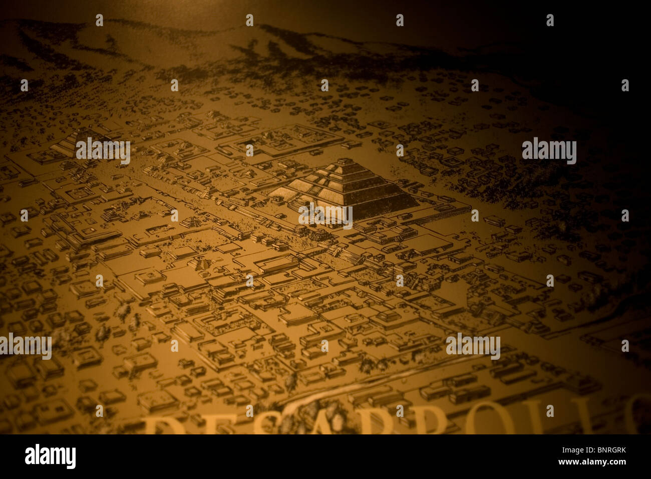 A map of the ancient Toltec city of Teotihuacan, Teotihuacan Museum, Mexico City, July 26, 2010