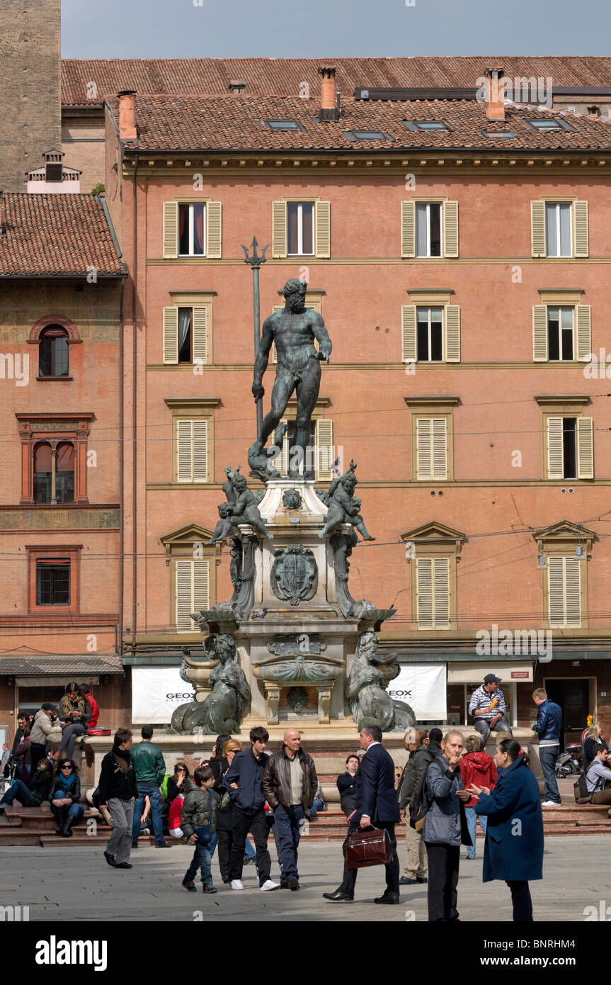 Fontana del Nettuno(fountain of neptune) statue of Neptune Piazza Nettuno Piazza Maggiore,Bologna,italy Stock Photo