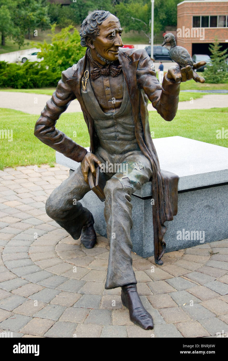 Hans Christian Andersen Statue in Minot North Dakota Stock Photo