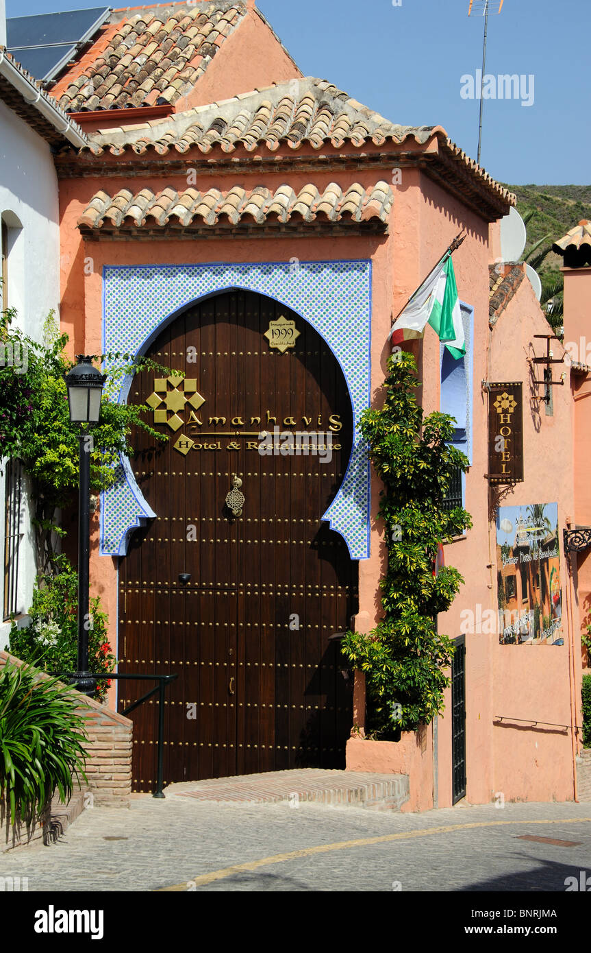 Hotel and restaurant Benahavis, Benahavis, Costa del Sol, Malaga Province, Andalucia, Spain, Western Europe. Stock Photo