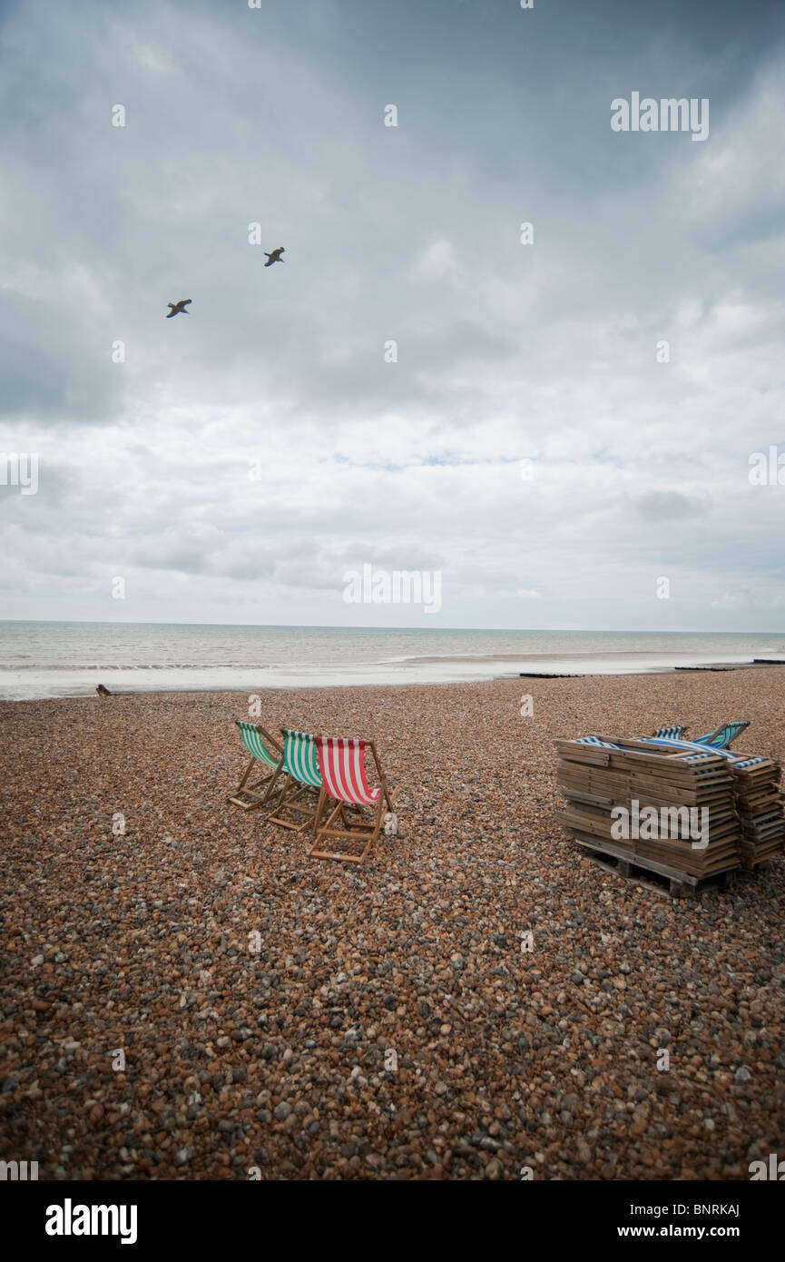 Worthing beach deck chairs hi-res stock photography and images - Alamy