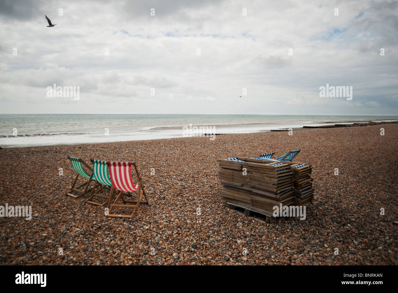 Worthing beach deck chairs hi-res stock photography and images - Alamy