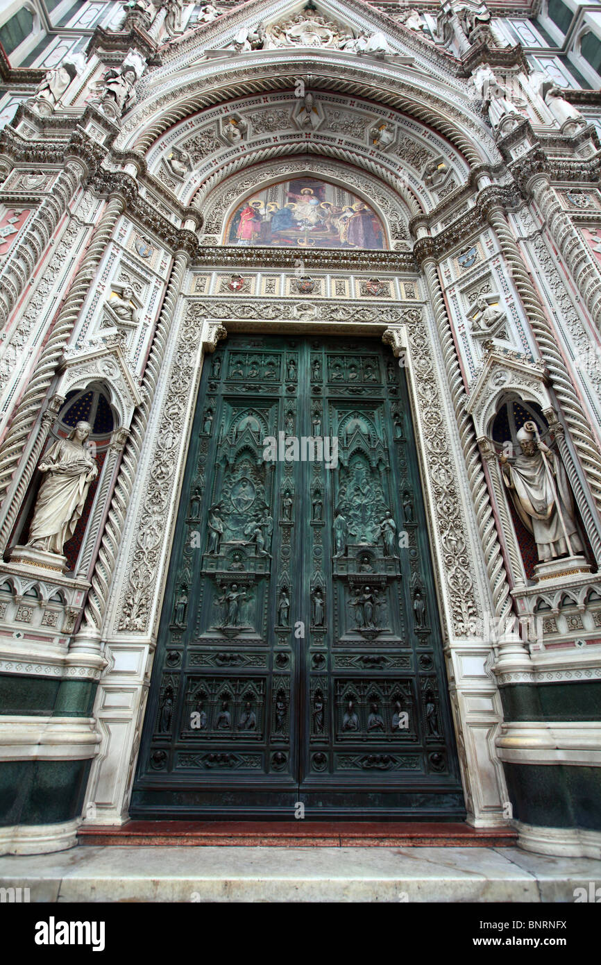 Door of Santa Maria del Fiore church, Florence, Tuscany, Italy. Stock Photo