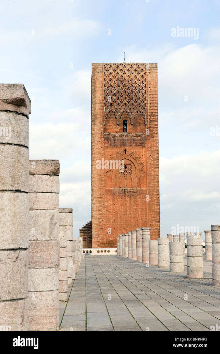 The Hassan Tower At The Unfinished Mosque In Rabat Morocco Stock Photo