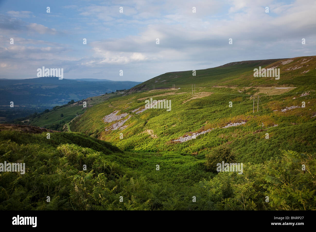 The Tumble hillside looking towards the Sugar Loaf Mountain Wales UK Stock Photo