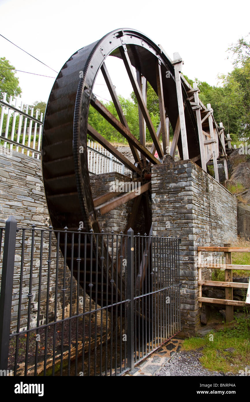 Lisburne Mines at Pontrhydygroes restored water wheel Wales UK Stock Photo