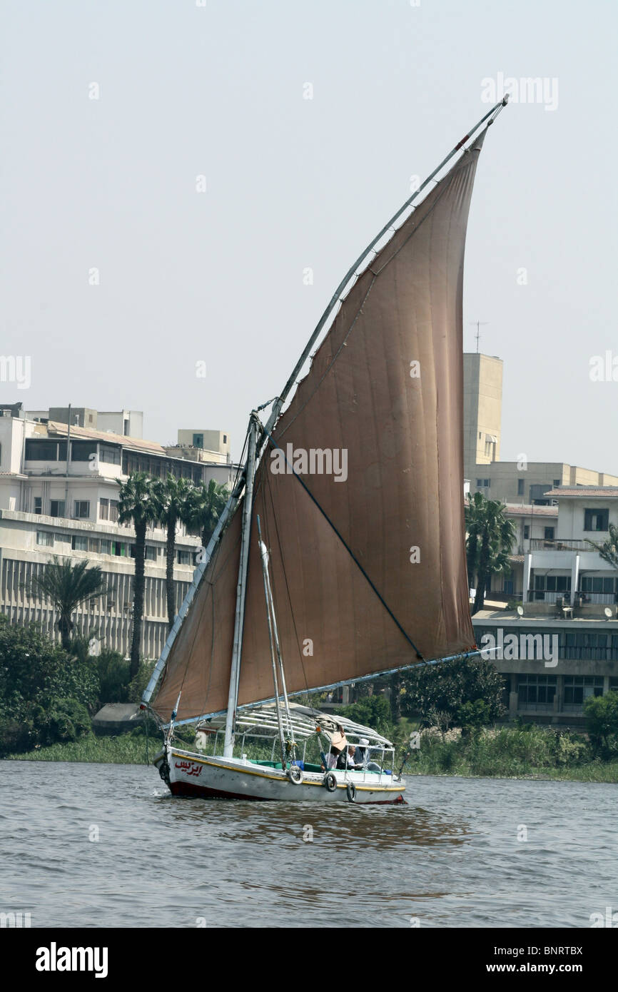 Felucca sailing boat on the River Nile Egypt Stock Photo