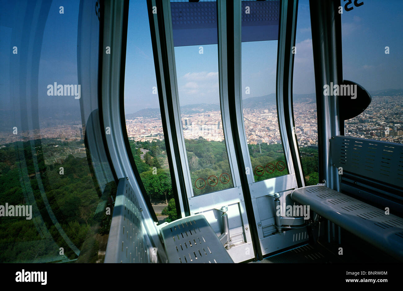 Cabin of Teléfric de Montjuïc (aerial tramway) in Barcelona. Stock Photo