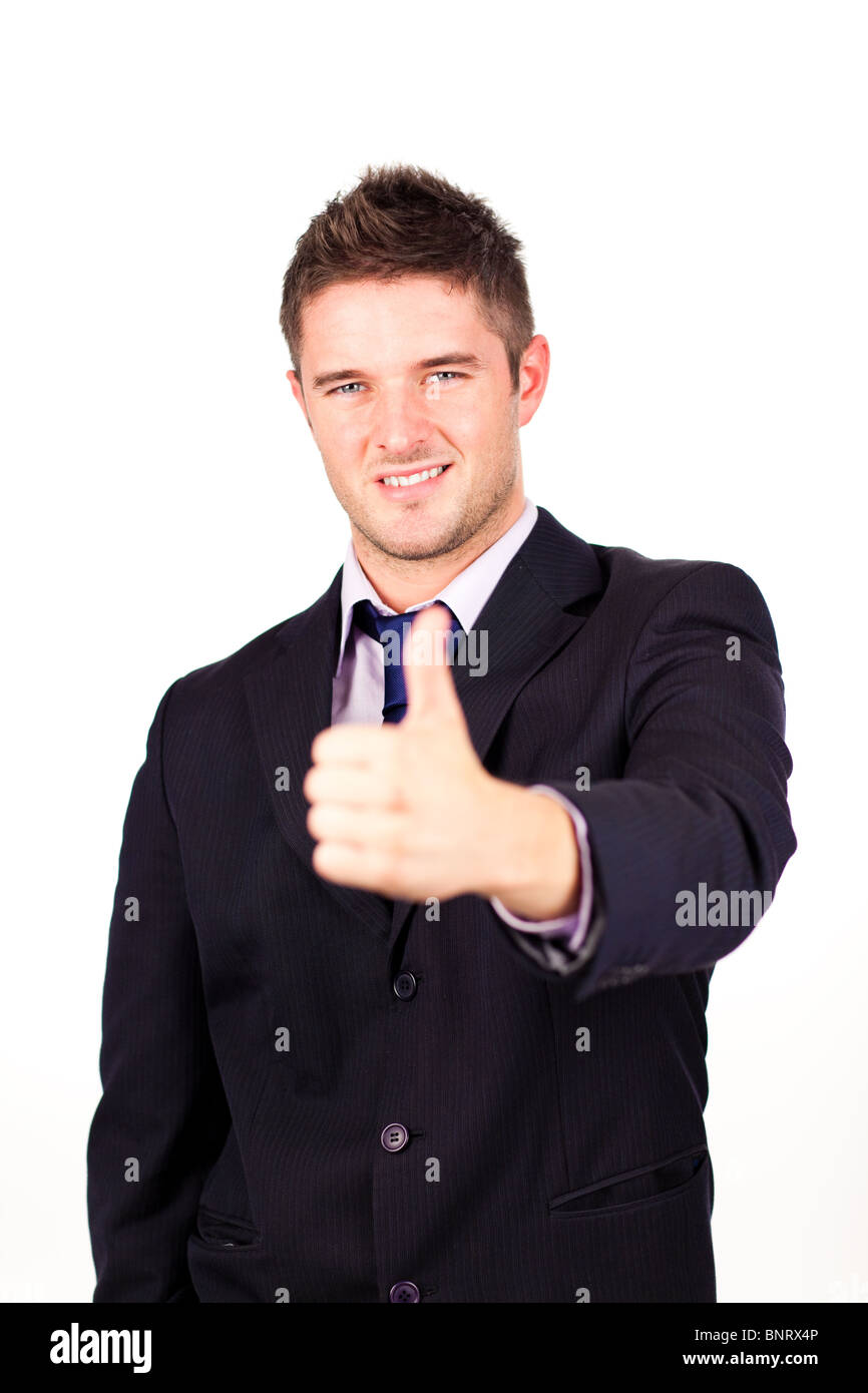 Confident businessman with his thumb up Stock Photo - Alamy