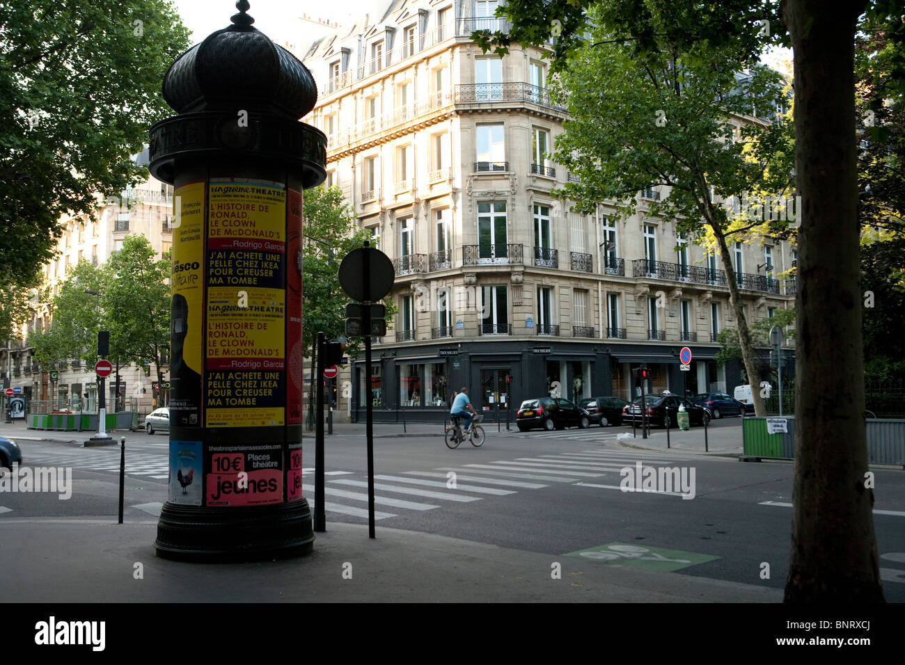 Colonne Morris with advertisements on a Paris street Stock Photo