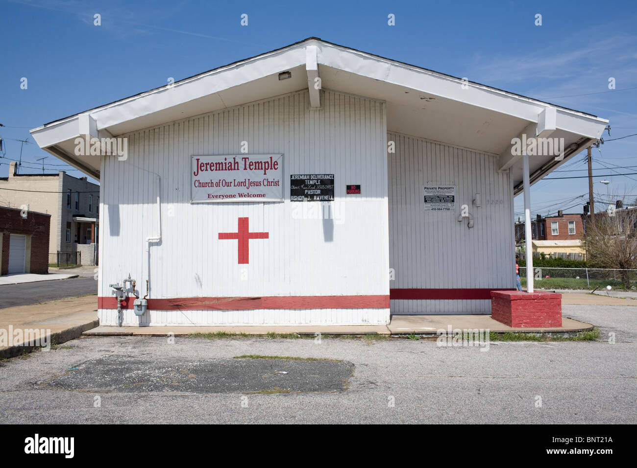 Christian church converted from gas station, Baltimore, Maryland Stock