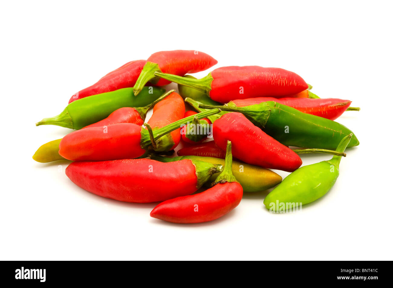 Thai peppers on a white background Stock Photo