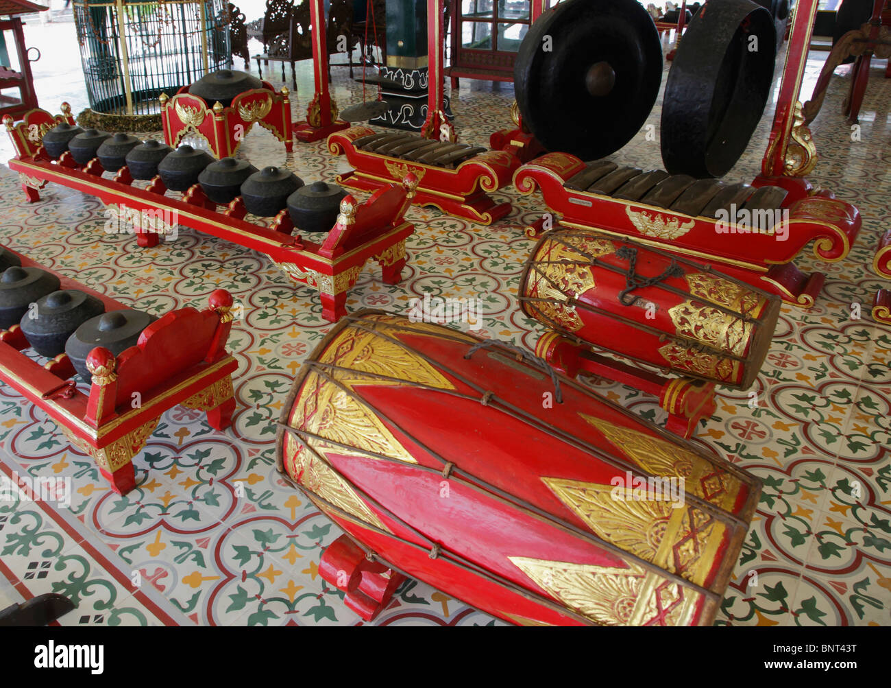 Indonesia; Java; Yogyakarta; traditional musical instruments, gamelan music, Stock Photo