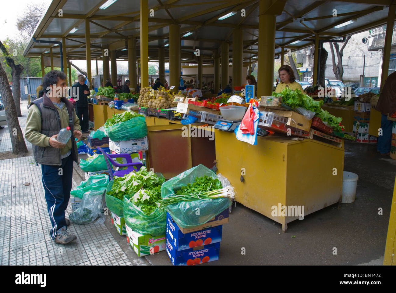 Market stalls selling fresh produce Plovdiv Bulgaria Europe Stock Photo ...