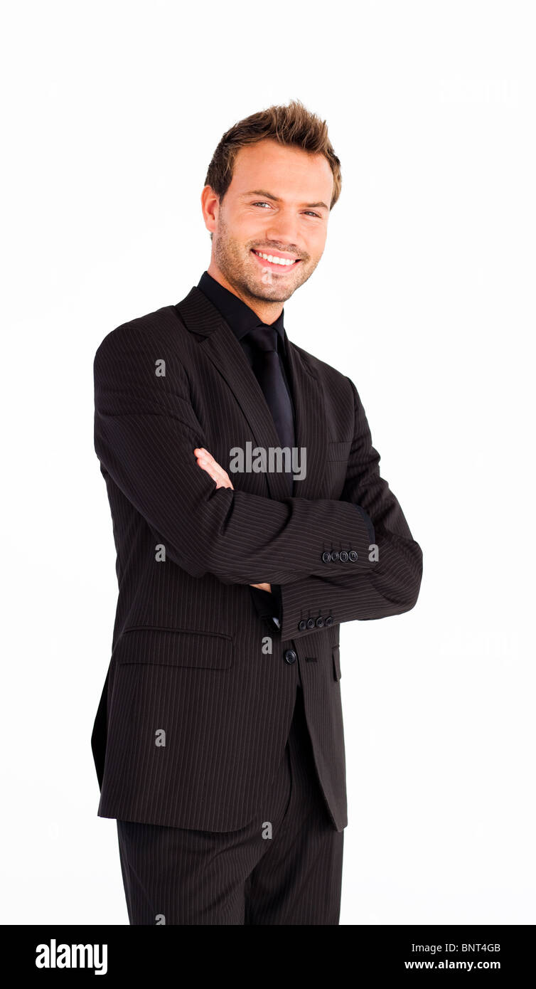Smiling businessman with crossed arms Stock Photo - Alamy
