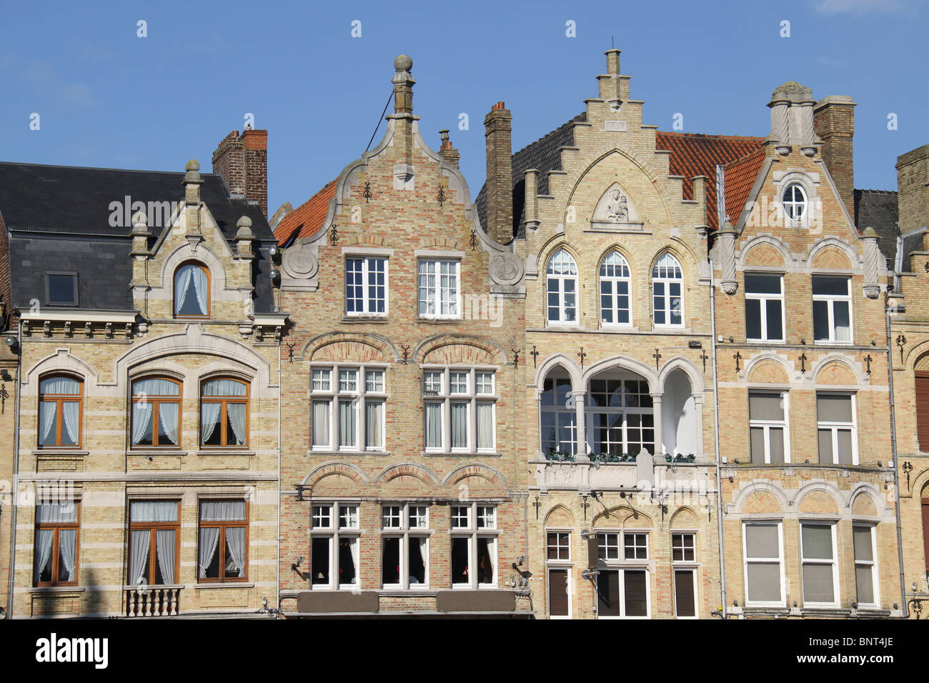 Flemish style buildings overlooking the market square in Ypres, Belgium