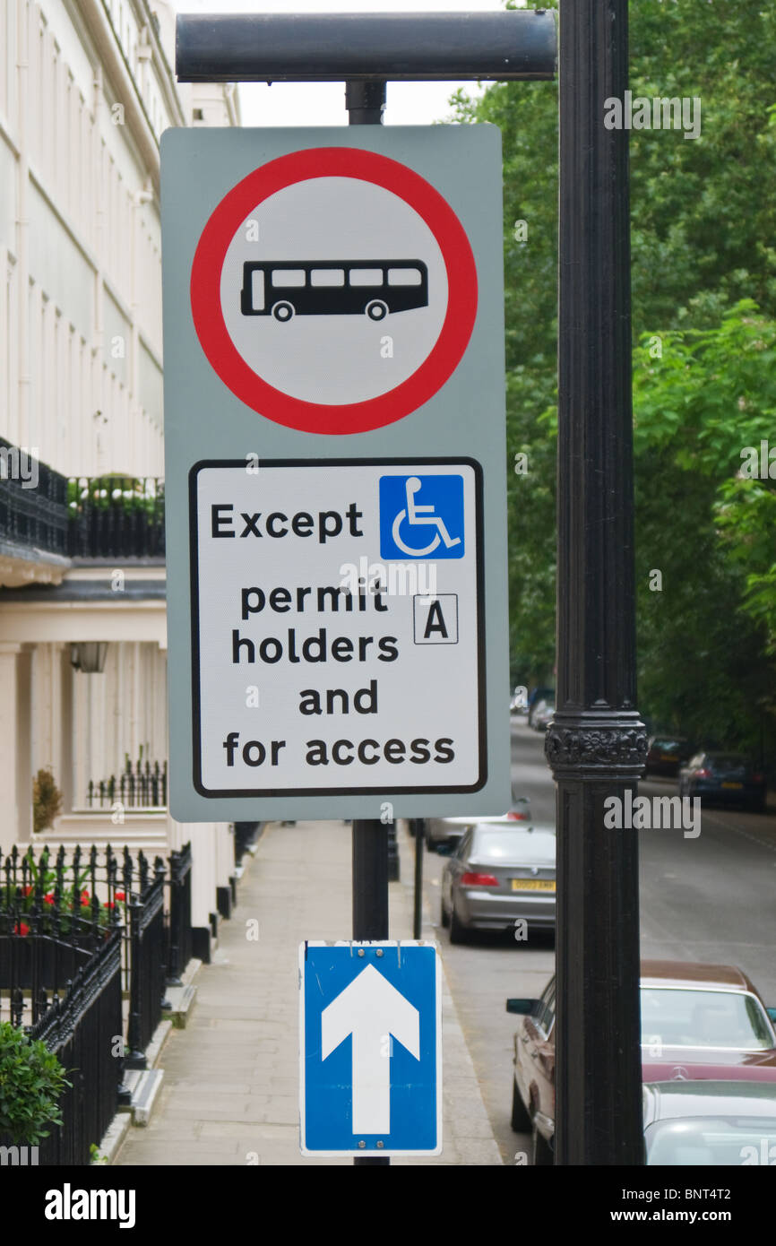 No entry bus, disabled, permit holders and for access, straight