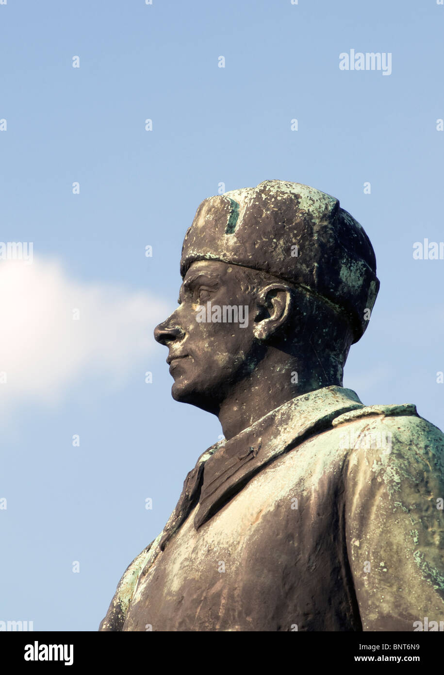 Soldier at Hungarian-Soviet Friendship Memorial at Statue (or Memento) Park (Szoborpark) in Budapest, Hungary Stock Photo