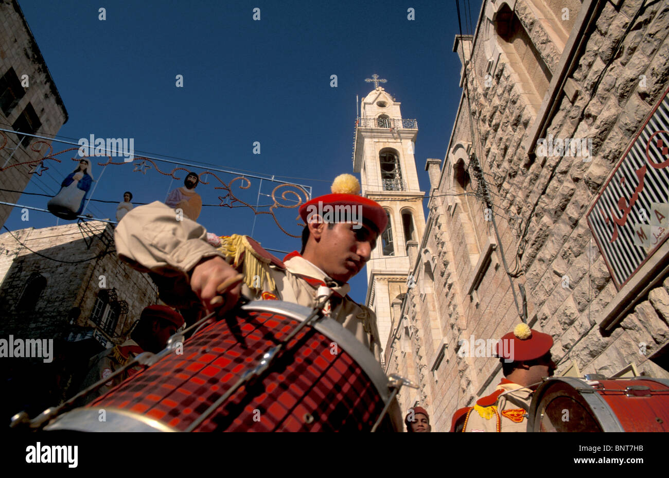 Bethlehem, the Syrian Orthodox Christmas Procession in front of St