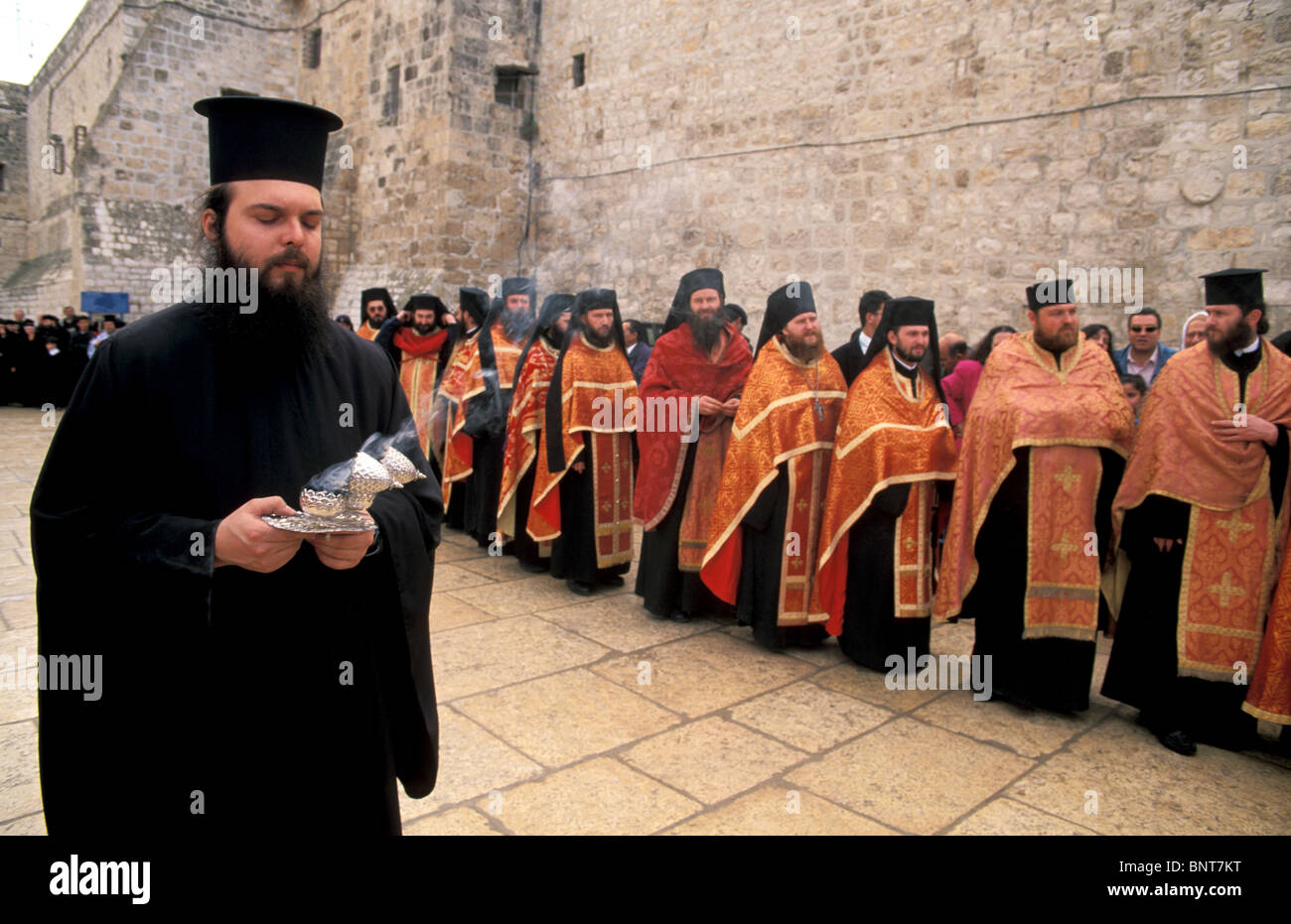 Bethlehem, Greek Ortodox Christmas Procession in front of the Church of ...