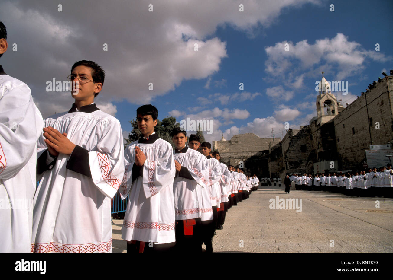Bethlehem, the Latin Christmas Procession at Manger Square, the Church ...