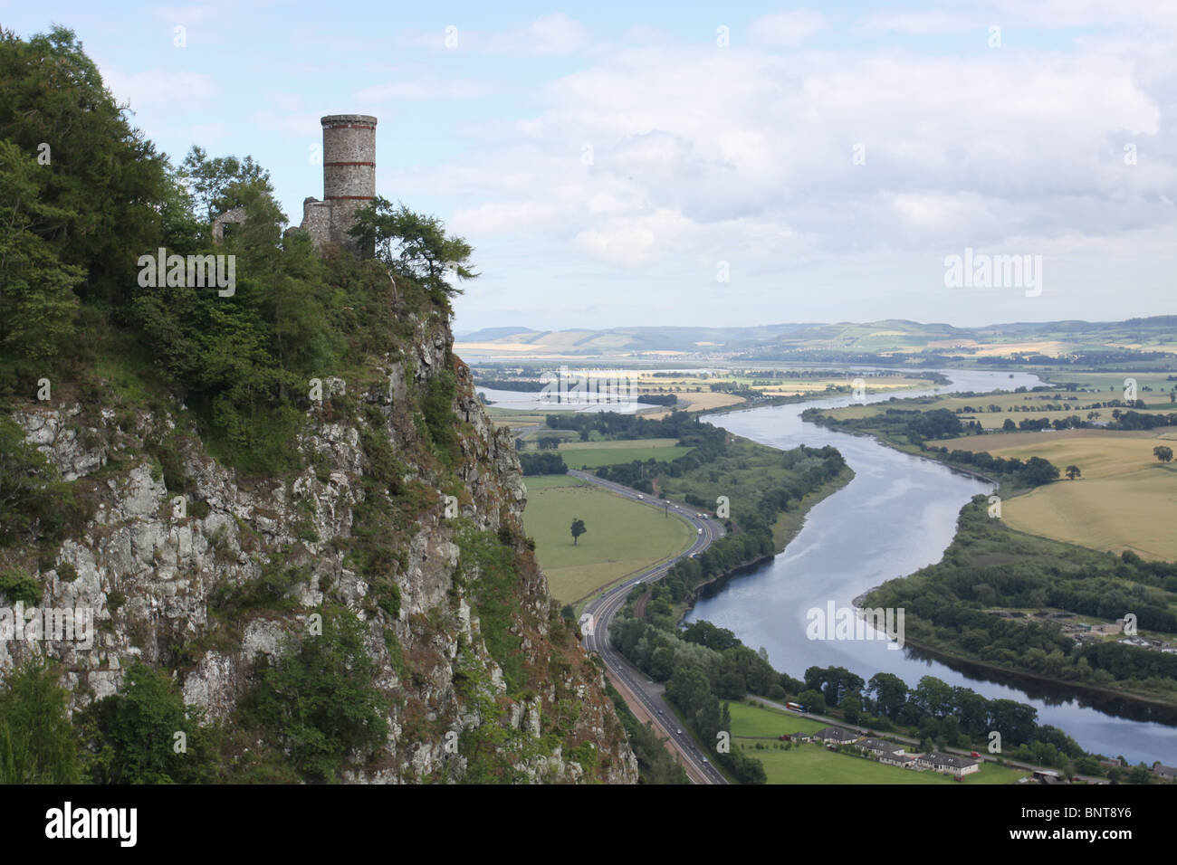 tower on Kinnoull Hill and River Tay Perthshire Scotland  July 2010 Stock Photo