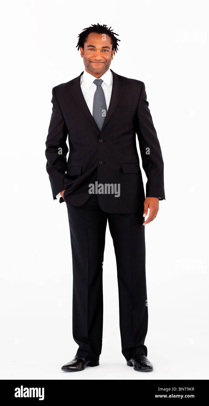Handsome businessman standing in front of camera Stock Photo - Alamy