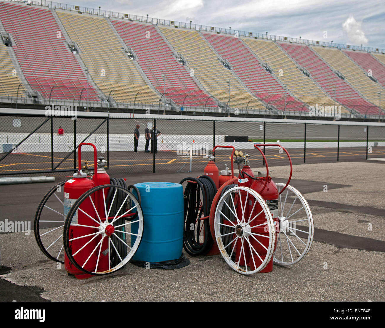 Fire Extinguishers at Michigan International Speedway Stock Photo