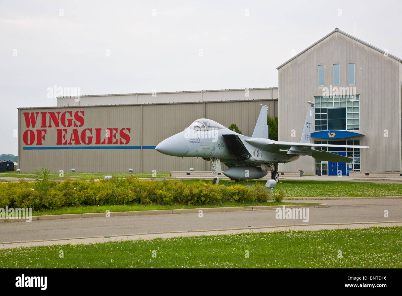 Entrance to Wings of Eagles Warplane Museum in Elmira New York Stock Photo