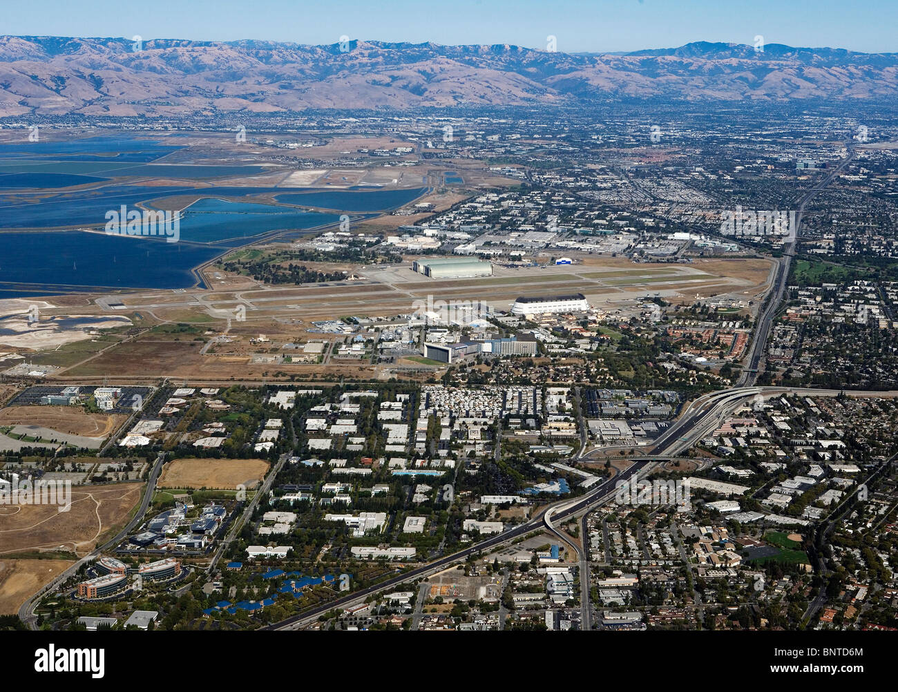 aerial view above Silicon Valley from Mountain View California Stock Photo