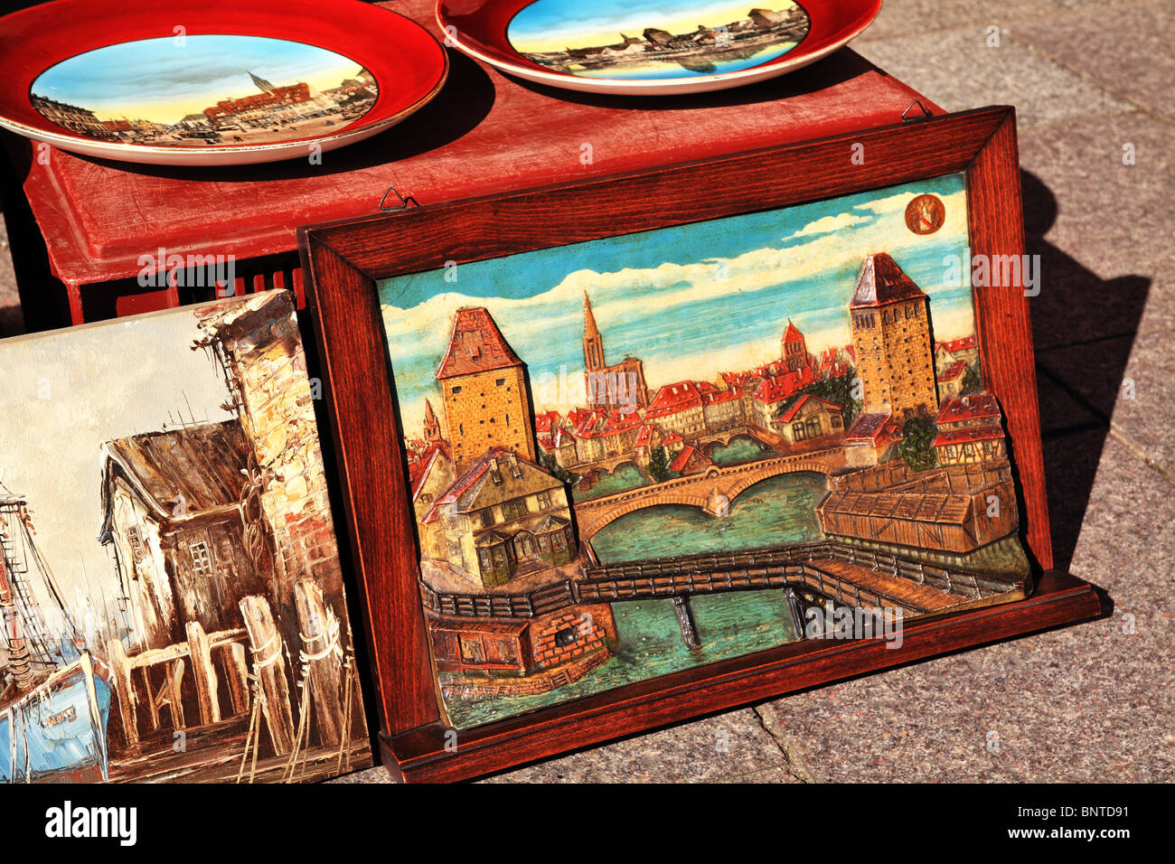 flea market in Strasbourg, Alsace, France Stock Photo