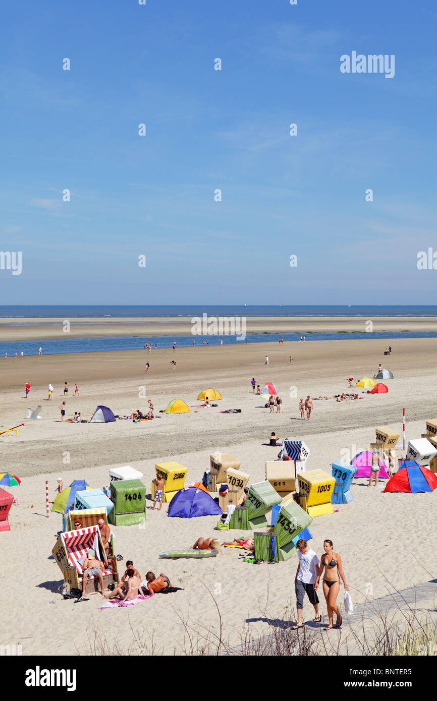 beach, Langeoog island, East Friesland, Lower Saxony, Germany Stock Photo
