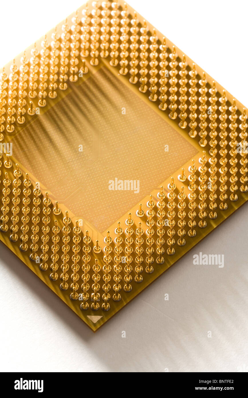 Golden Computer CPU close up shot Stock Photo - Alamy