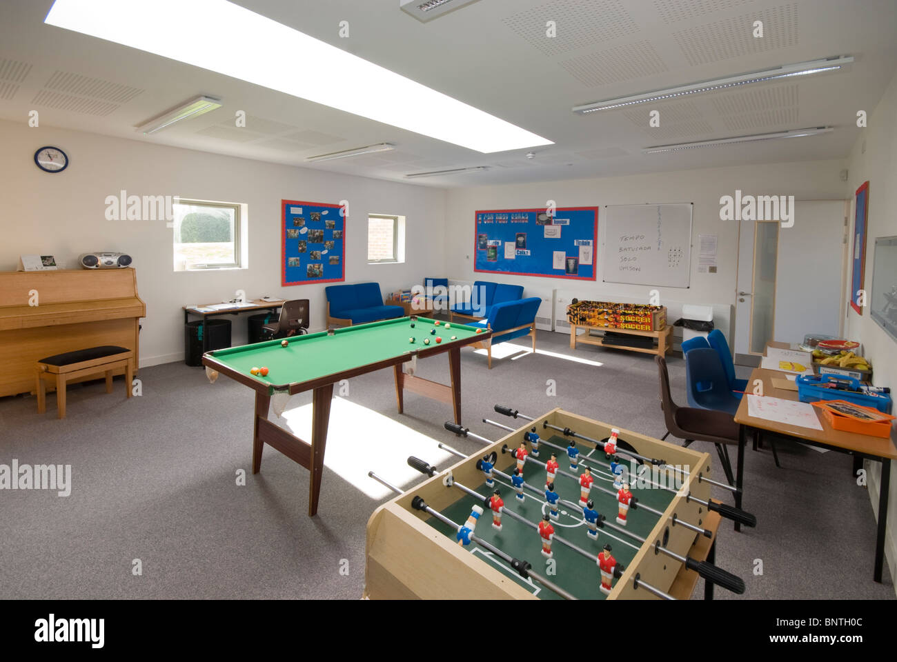 school recreation room with table football Stock Photo Alamy
