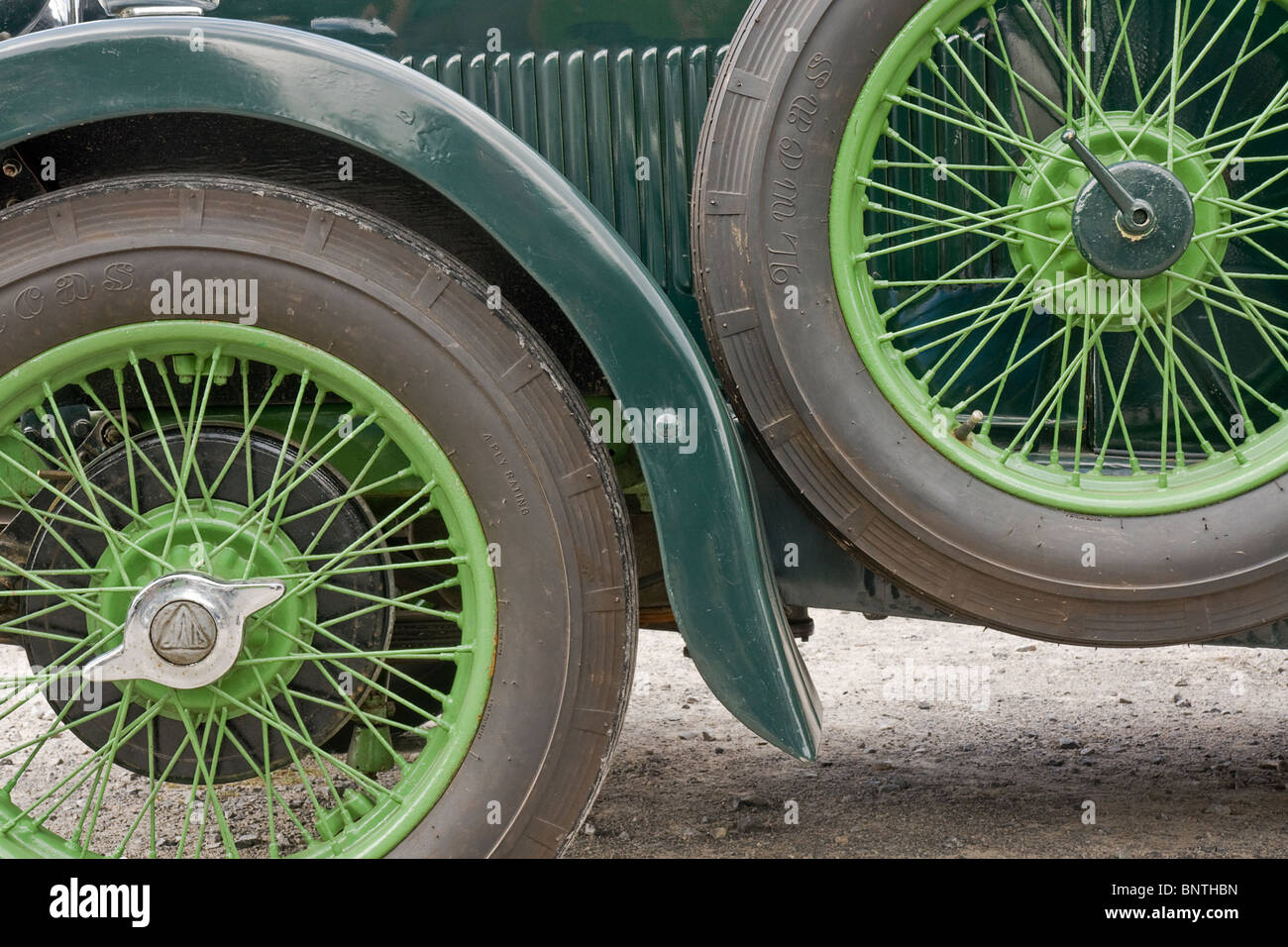 Front wheel and spare wheel on a 1931 Alvis 12-60TL 1645cc Stock Photo