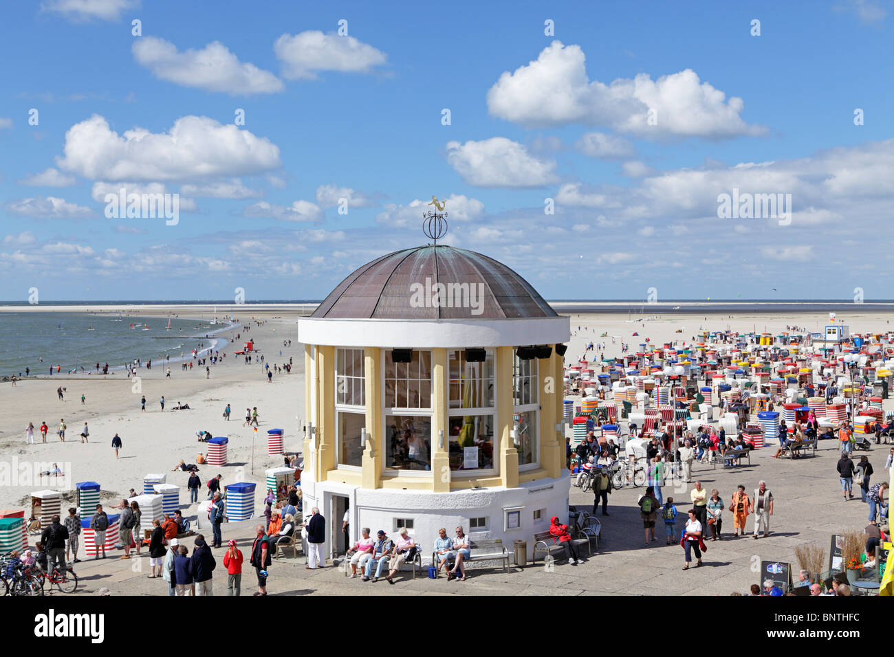 pavilion at the beach of Borkum Town, Borkum Island, East Friesland, North Sea Coast, Lower Saxony, Germany Stock Photo