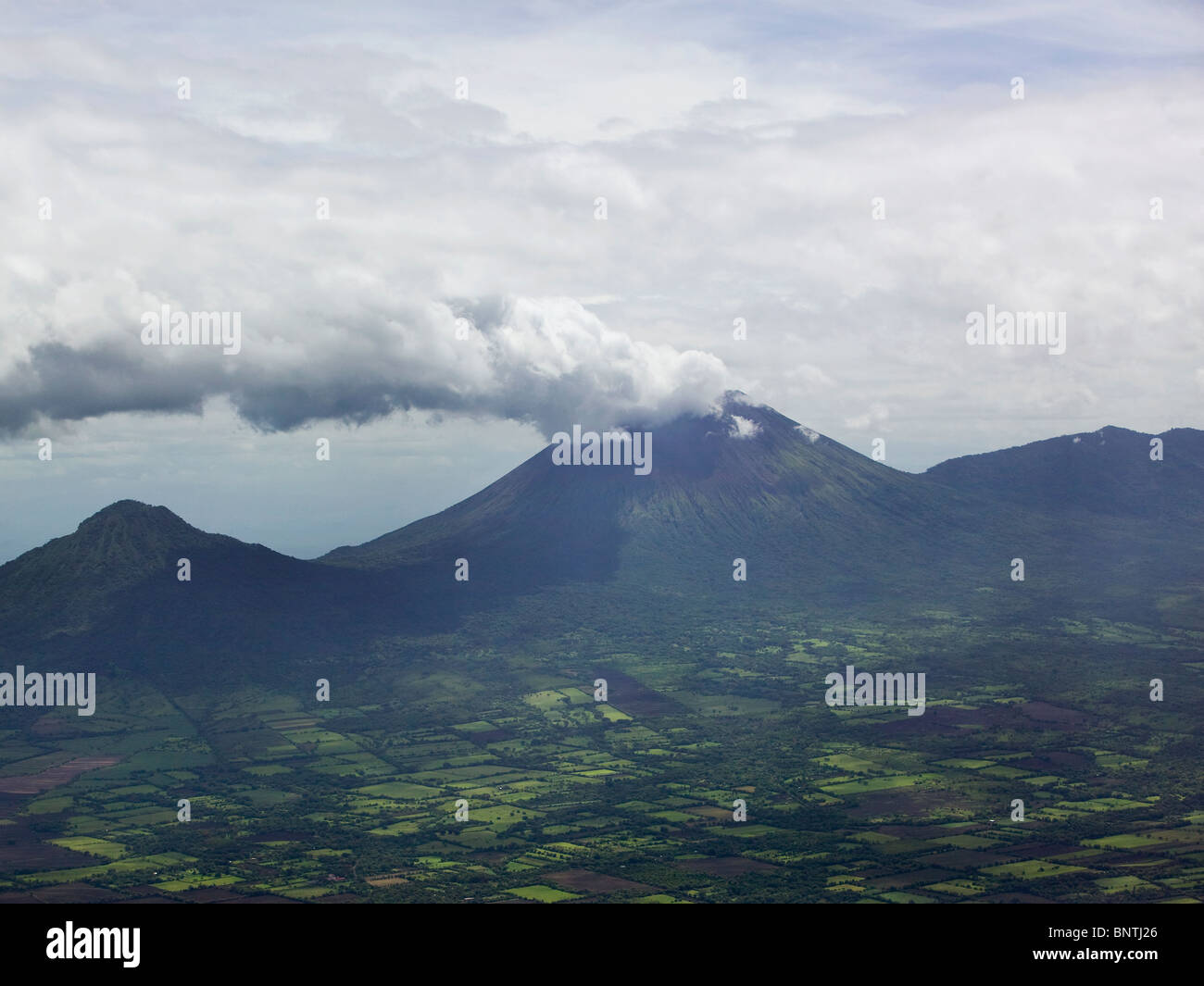 aerial photo above volcano Nicaragua Stock Photo