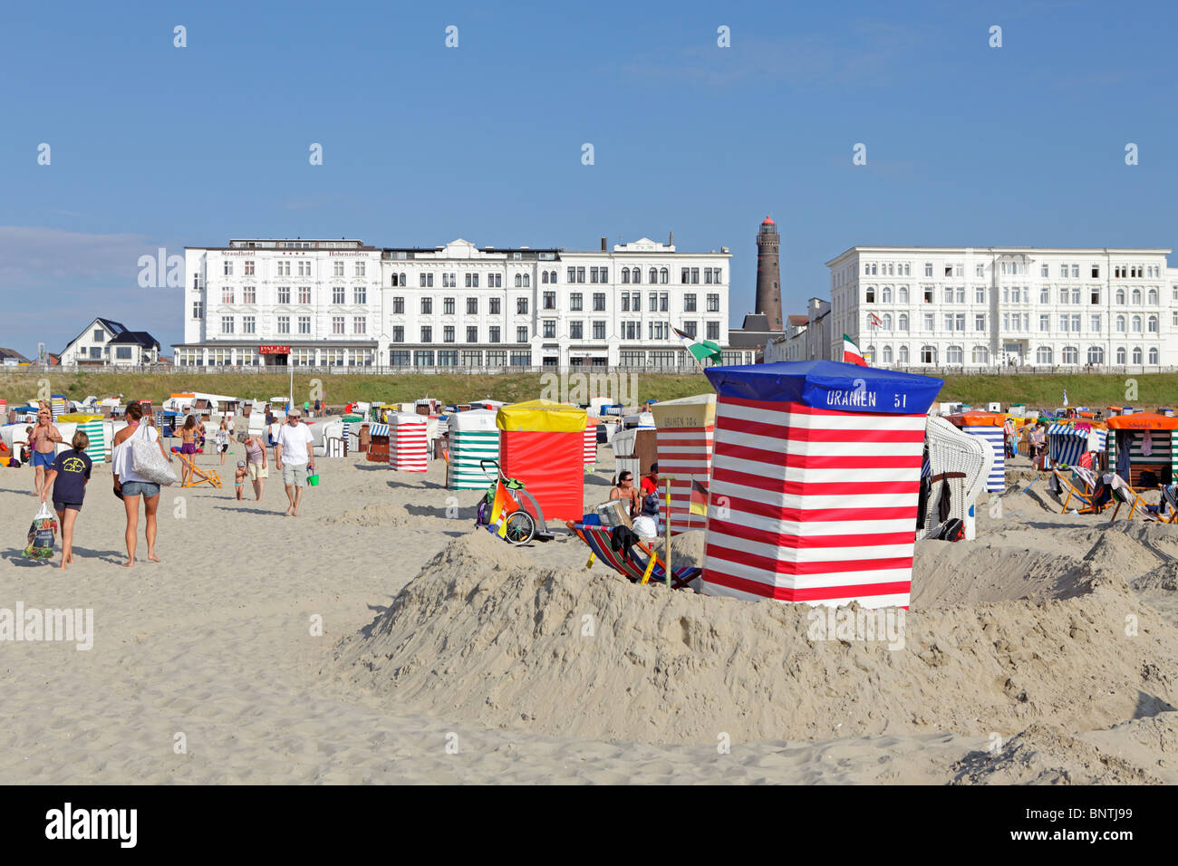 beach of Borkum Town, Borkum Island, East Friesland, North Sea Coast, Lower Saxony, Germany Stock Photo