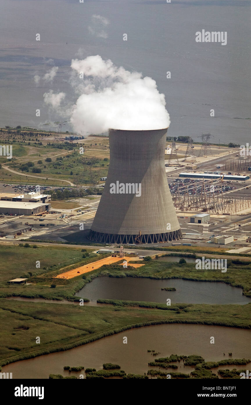 aerial view above the Hope Creek nuclear power plant PSEG Nuclear LLC Lower Alloways  New Jersey Stock Photo