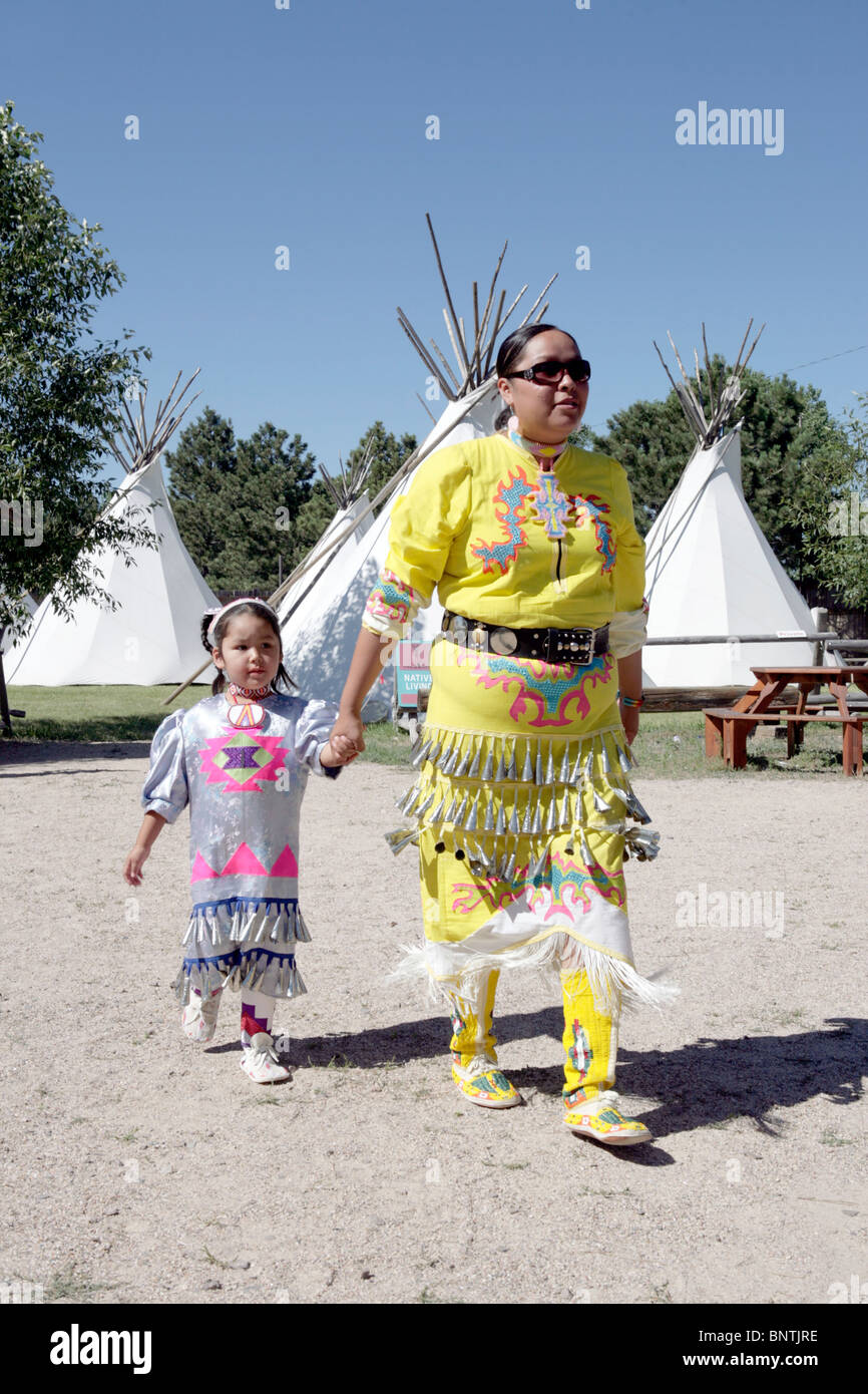 Participants in a Powwow held in Cheyenne, Wyoming, during the annual Frontier Days event. Stock Photo
