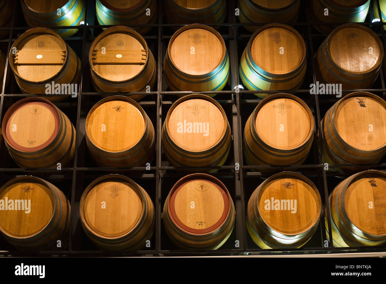Wine barrels in the National Wine Centre of Australia. Adelaide, South